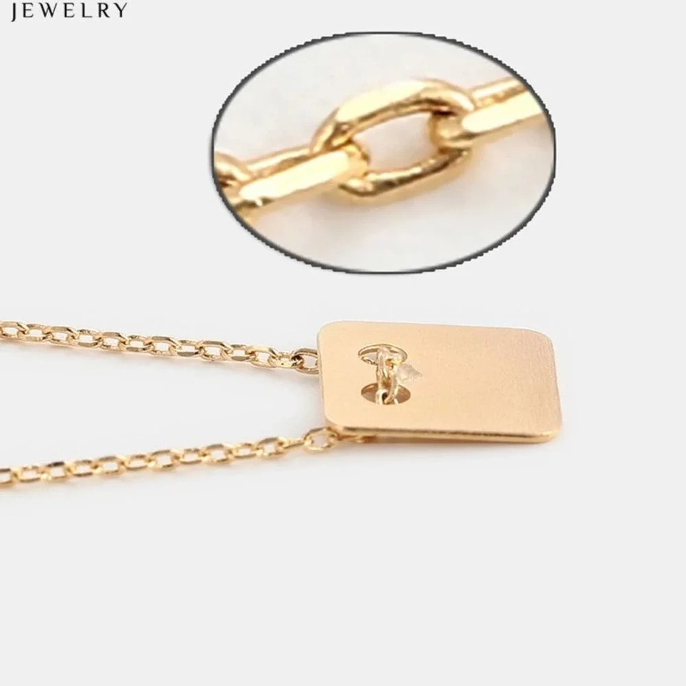 Square Gold Pendant Necklace 18k Gold Plated - Picture 4 of 7